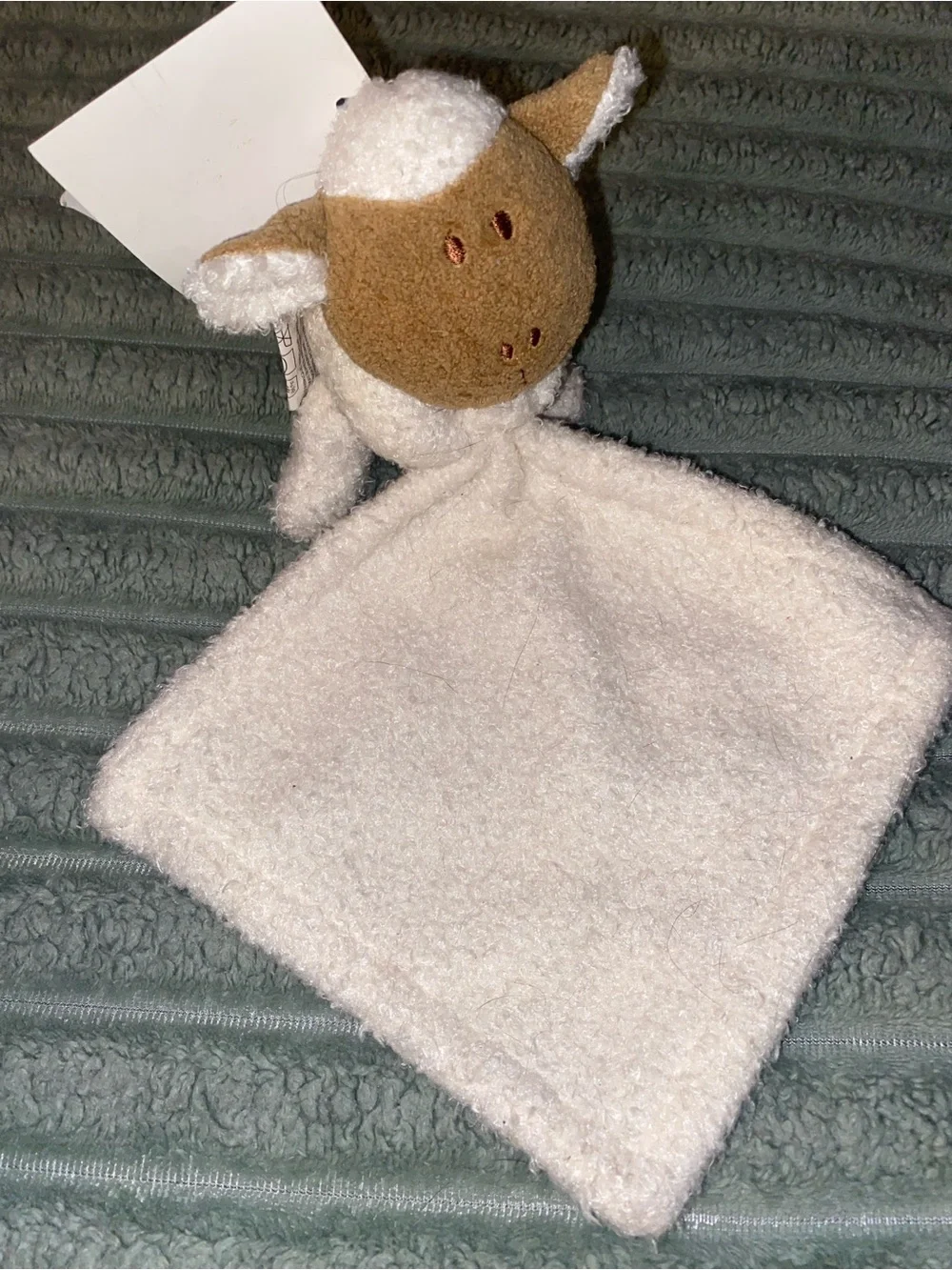 Blankets and Beyond Mini NuNu Plush Lamb Lovey Comfort Blanket White and Tan